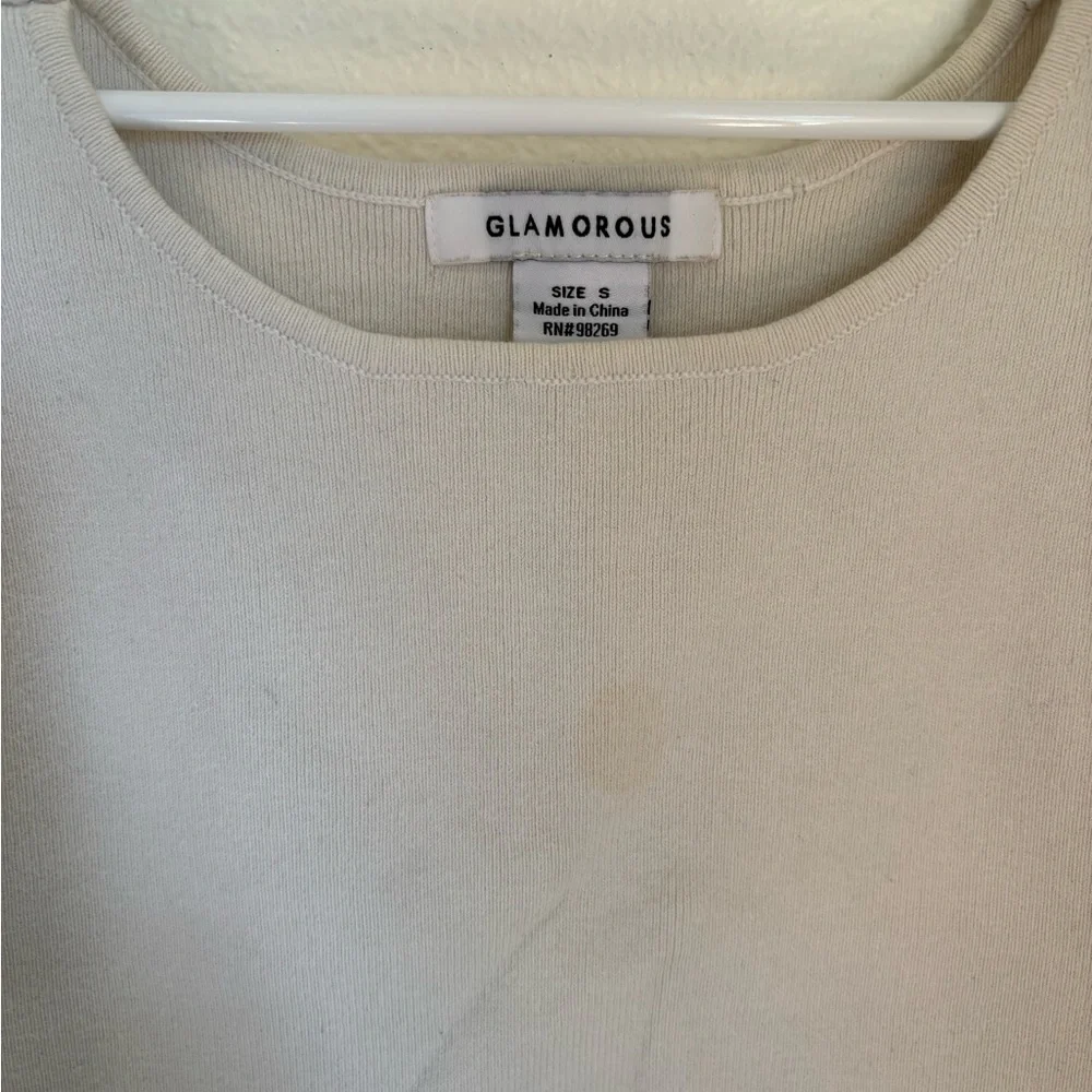 Glamorous Women's Cream Cropped Tank Top size S - Picture 2 of 9